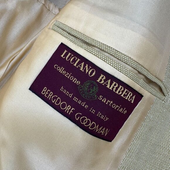 Luciano Barbera Blazer Jacket 42L Linen Wool Blend Bemberg Liner Made in Italy - Picture 4 of 11